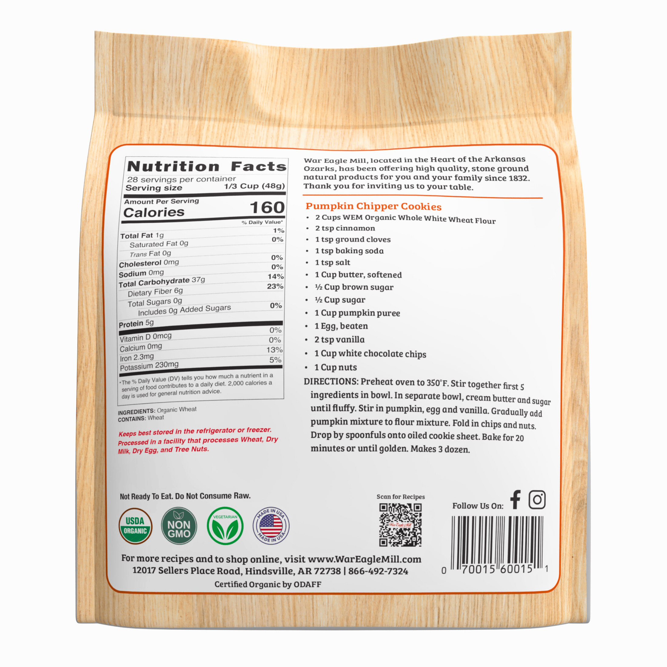 War Eagle Mill Food Group - Wholesale Flour - Organic Whole White Wheat Flour – 48 oz1