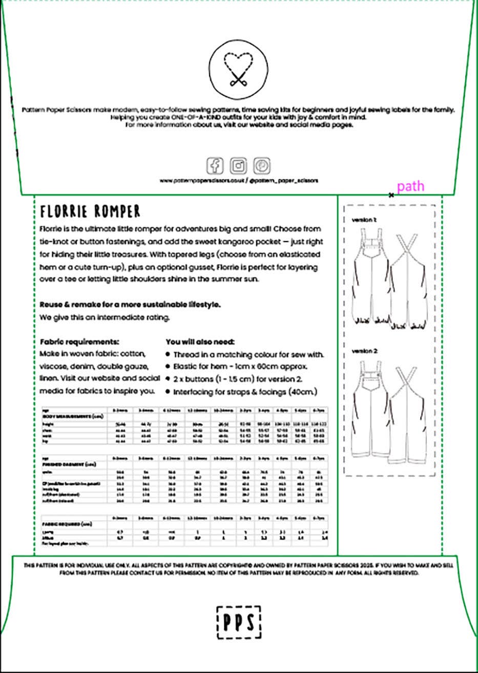 Pattern Paper Scissors – wholesale Surface pattern design – Kids Florrie Dungaree Sewing Pattern12