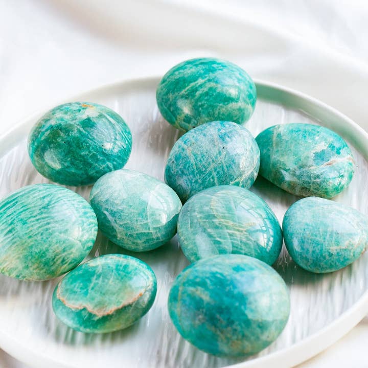 Moon Rituals - Wholesale Spiritual Stone/Crystal - Amazonite Palm Stone | Communication, Calm & Positivity