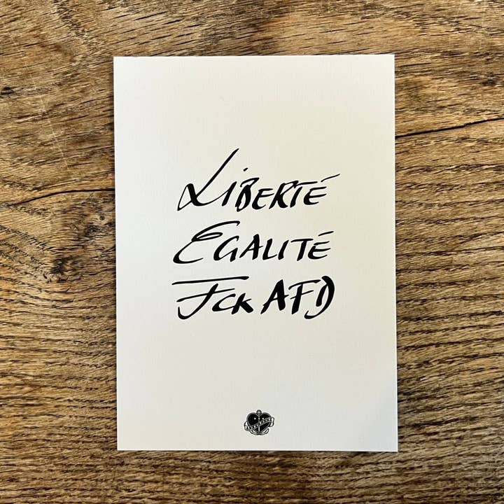 10 postcards Liberté, Egaltité, FCK AFD for wholesale by Ankerherz Verlag