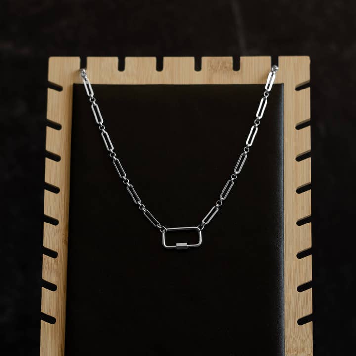 That Queer Card Co - Wholesale Link & Chain Necklace - Carabiner necklace | Stainless steel mod paperclip chain1