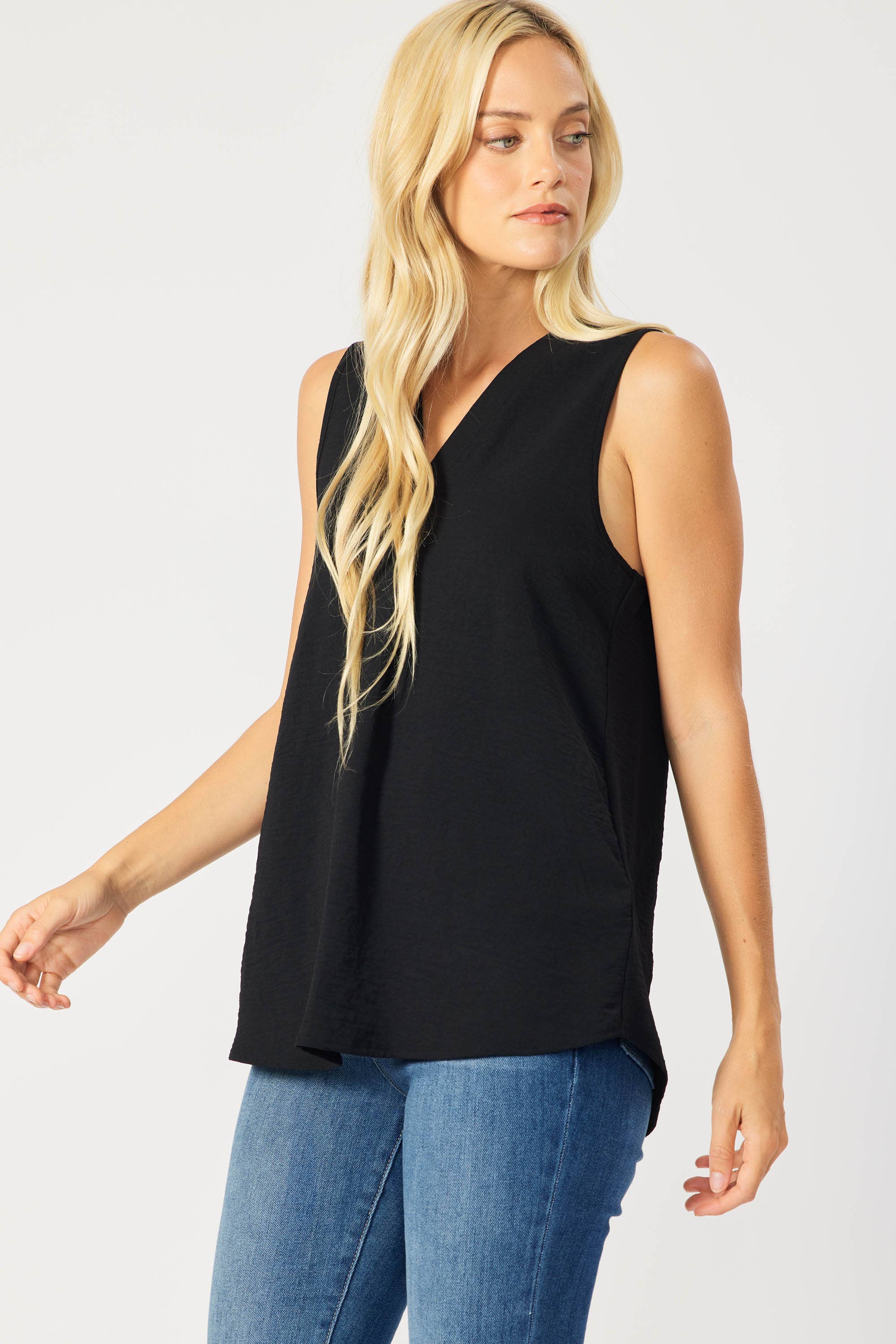 FSL Apparel - Wholesale Blouse - Women's - ST1560 - SOLID WOVEN V-NECK WORK WEAR CASUAL TOP13