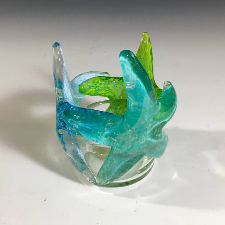 Gibbons Glass – Engroshandel Lyseholder – Aqua Limegrøn Teal Søstjerne Lysestage4