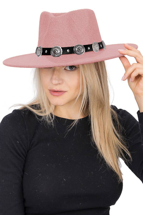 Cap Zone - Wholesale Fedora - Women's - Stagecoach Belt Pinch Crease Faux Wool Rancher Hat4