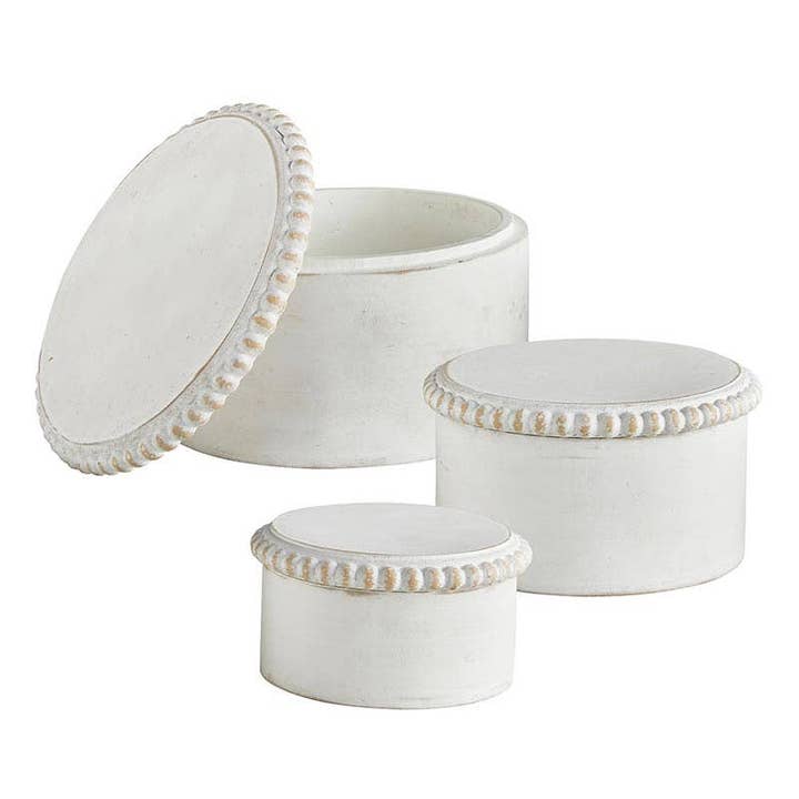 Angle - Wholesale Decorative Box - Round Bead Box - Set of 3