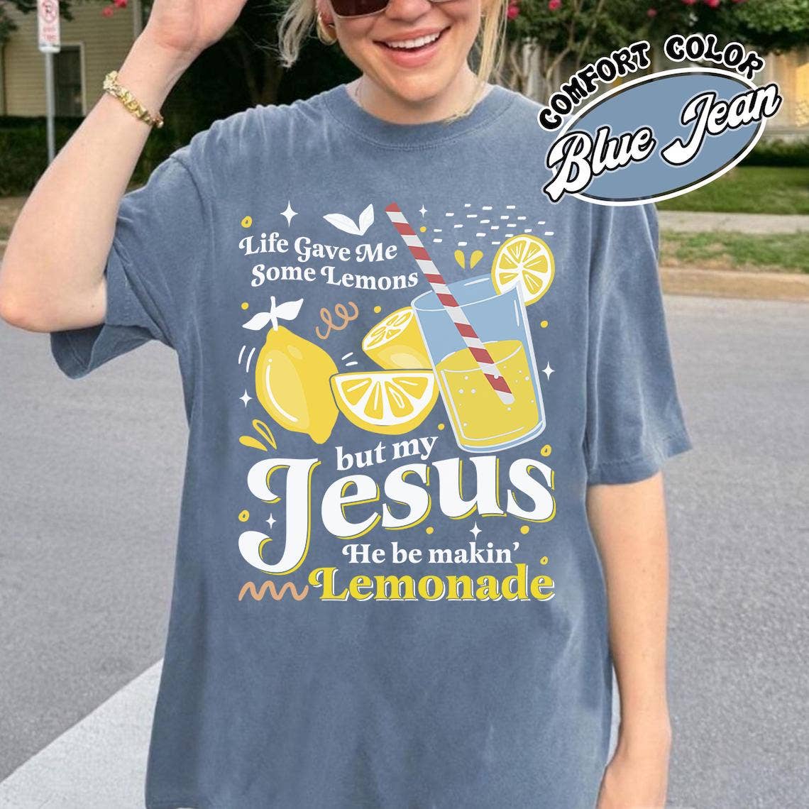 Glaime - Wholesale T-Shirt (Graphic) - Women's - Life Gave Me Some Lemons Comfort Colors Tee, Lemon Sweater