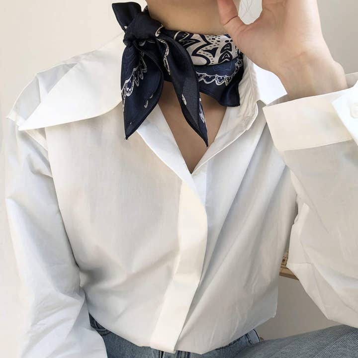 SueSilkHK - Wholesale Scarf - Women's - Navy blue Boho 100% mulberry Silk Scarf/Silk head scarf/Silk hair scarf/Silk neck scarf/Silk bandana/Bag Accessory/Gift for her/Navy blue2