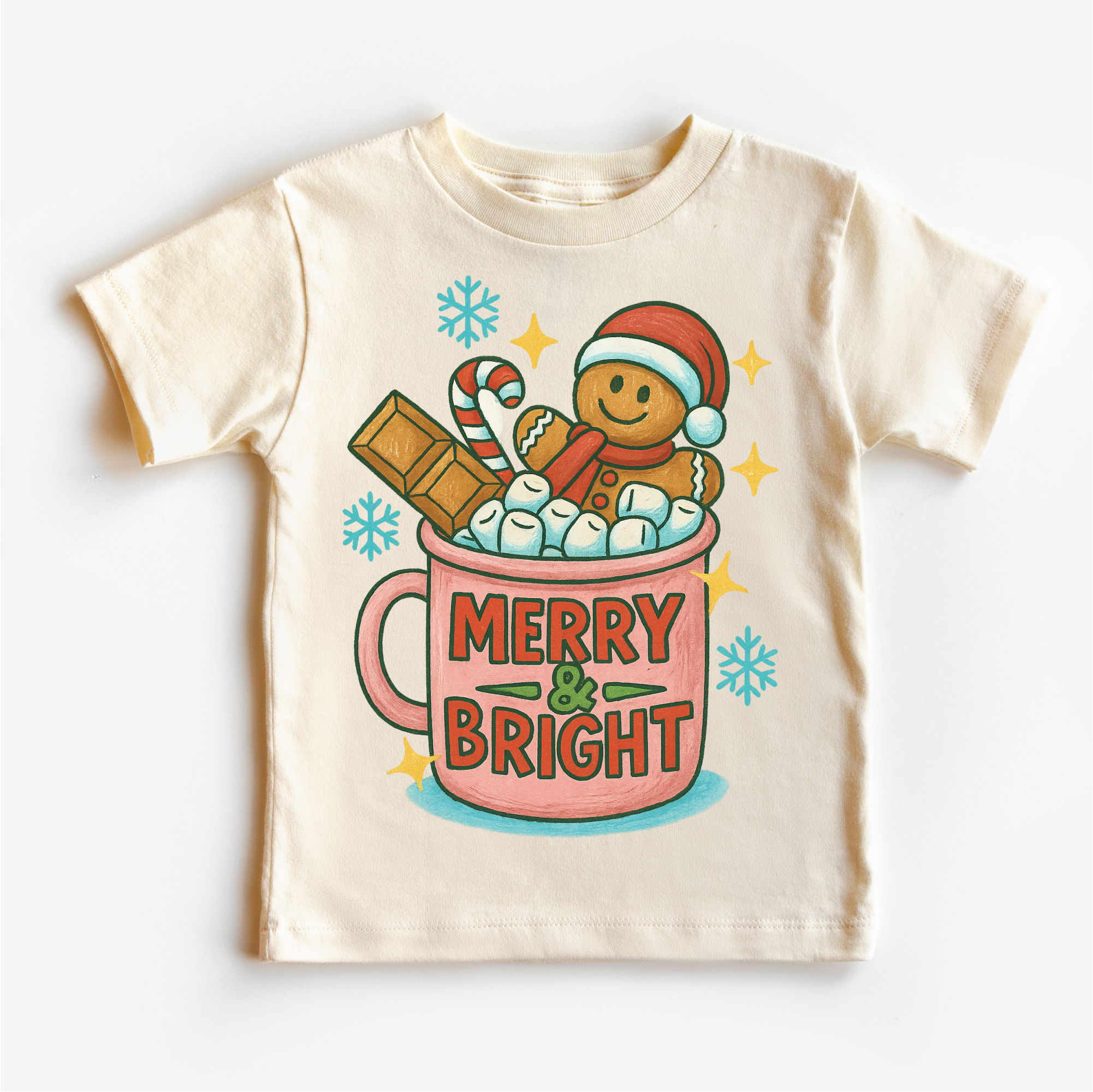 Madi Moosh – wholesale Screen-printed t-shirt – Kids – Merry & Bright Gingerbread Man Shirt - Long Sleeve T-Shirt1