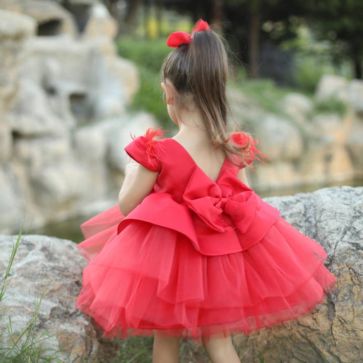My Baby By Merry – Engroshandel Kjole - Børn – Rød blomsterpige kjole, halloween kostume til børn