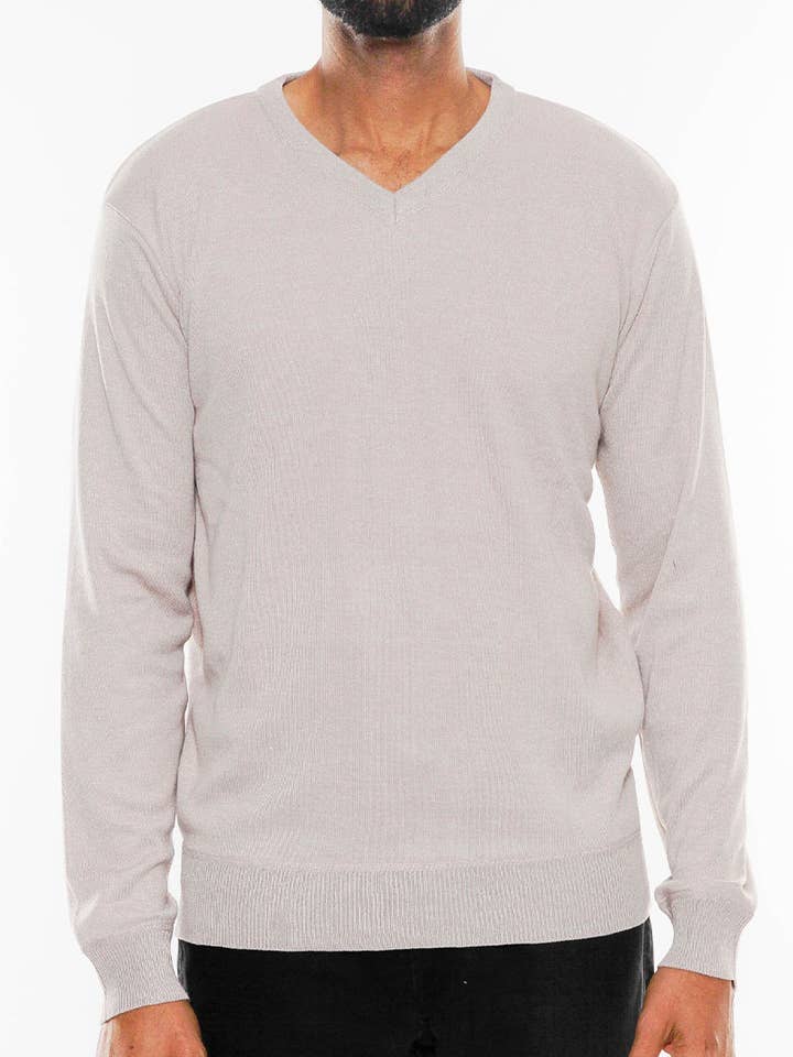 Pull col V uni pour homme - Beige pour la vente par WEIV