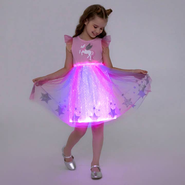 Multi color Go-Glow Illuminating Unicorn Dress With Light Up Skirt for wholesale on Faire