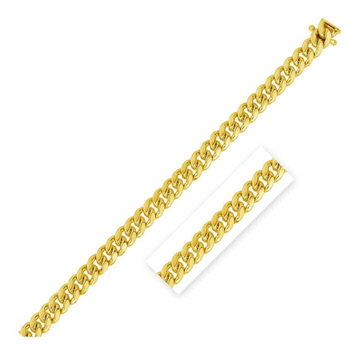 3.9mm 10k Yellow Gold Classic Miami Cuban Solid Chain for wholesale by RubyAnn Jewelry