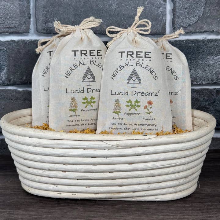 Tree Fifty Four - Wholesale Loose Tea - Lucid Dreamz Herbal Tea Blend 4-Pack Sachet Set | 4" x 6"
