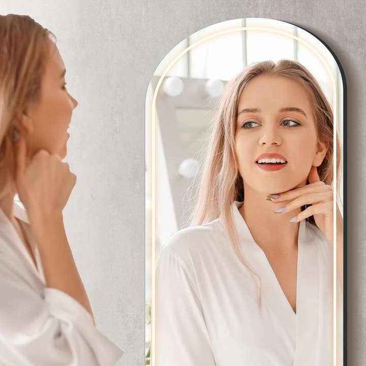 Arched Mirror Full Length with LED Light Stand for wholesale on Faire
