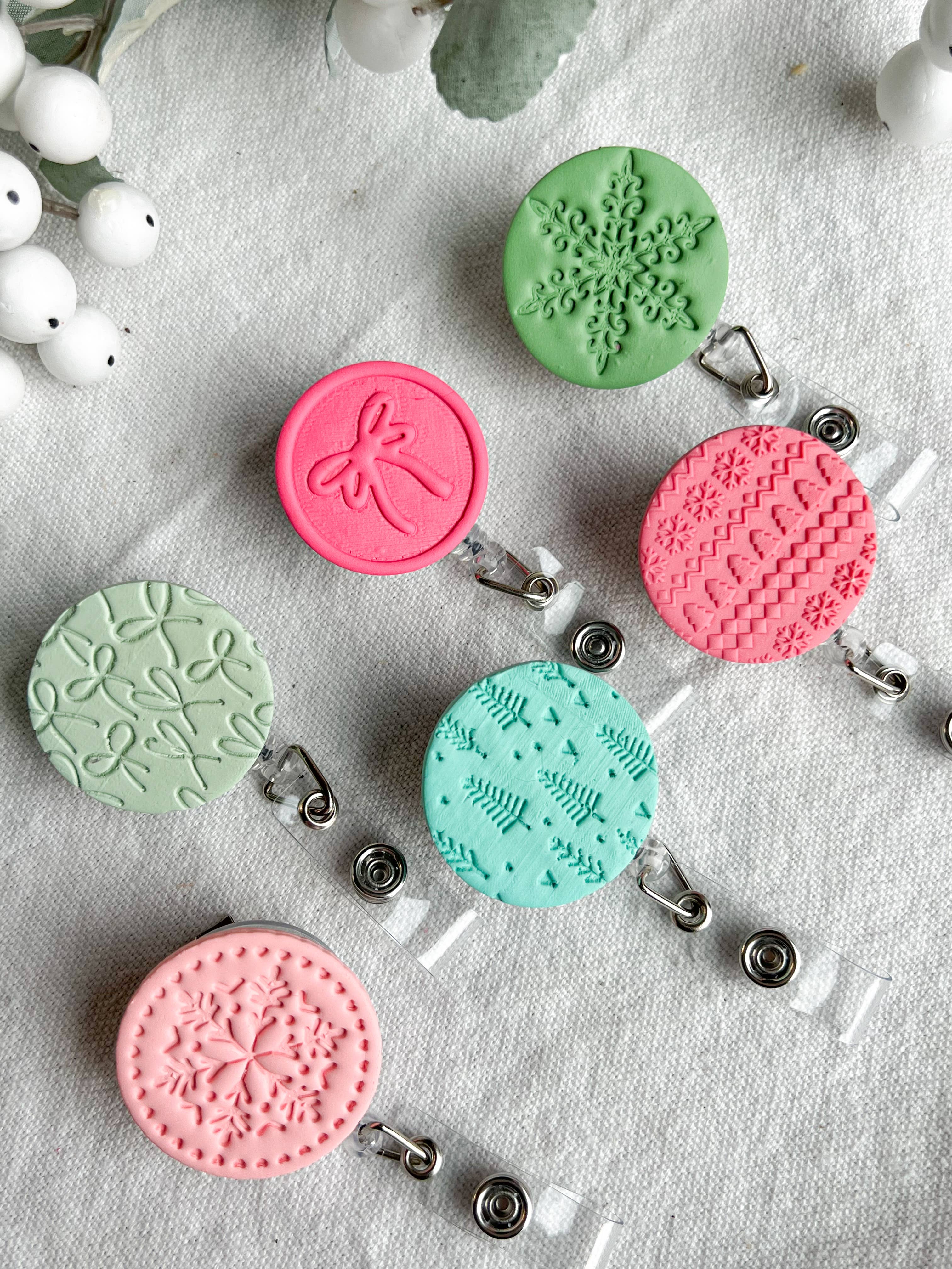 Morning Dew Designs - Wholesale Badge Accessory - Women's - Christmas Polymer Clay Badge Reels | Holiday Nurse ID Badge 3