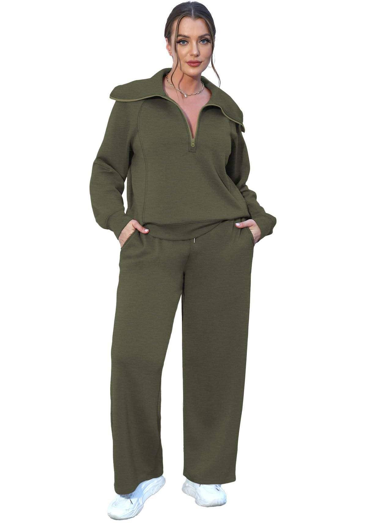 Queen Fashion - Wholesale Top & Skirt Set - Women's - long sleeved sweater wide leg pants two piece set96