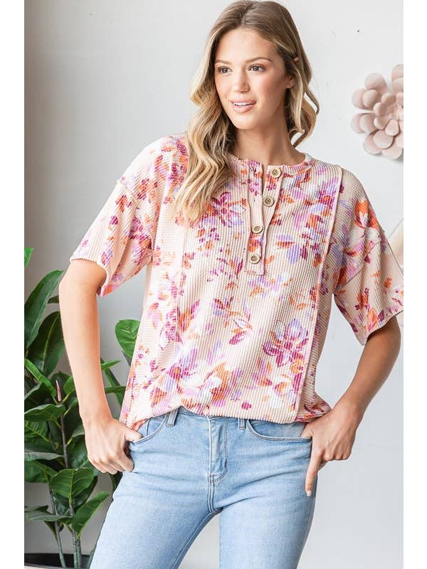 HEIMISH - Wholesale Tunic - Women's - ET7500-12 FLORAL URBAN RIBB TOP