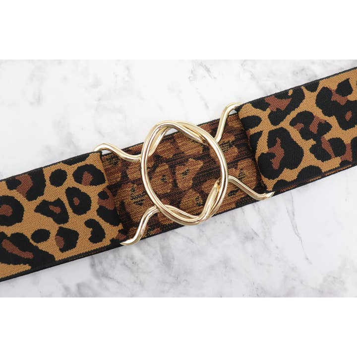 Heads Up Apparel - Wholesale Belt - Women's - 2 inch Brown cheetah Elastic Equestrian Belt 2