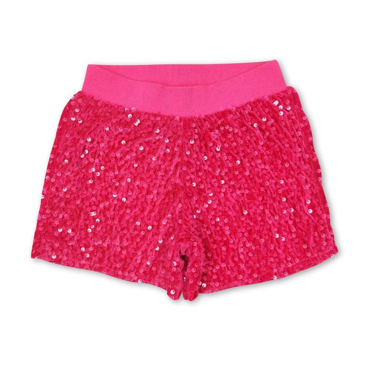 Short rose vif à doublure en sequins pour bébé fille pour la vente par Yawoo Garments