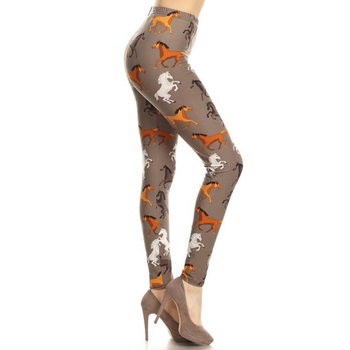 Leggings morbidi a vita alta con stampa a vita alta per la vendita all'ingrosso da parte di Leggings Depot