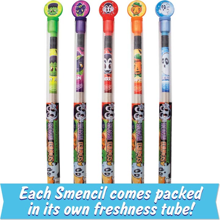 Scentco, Inc - Wholesale Retailer Display - Paper & Novelty - Halloween Smencils Cylinder - Scented Pencils - 50 Count