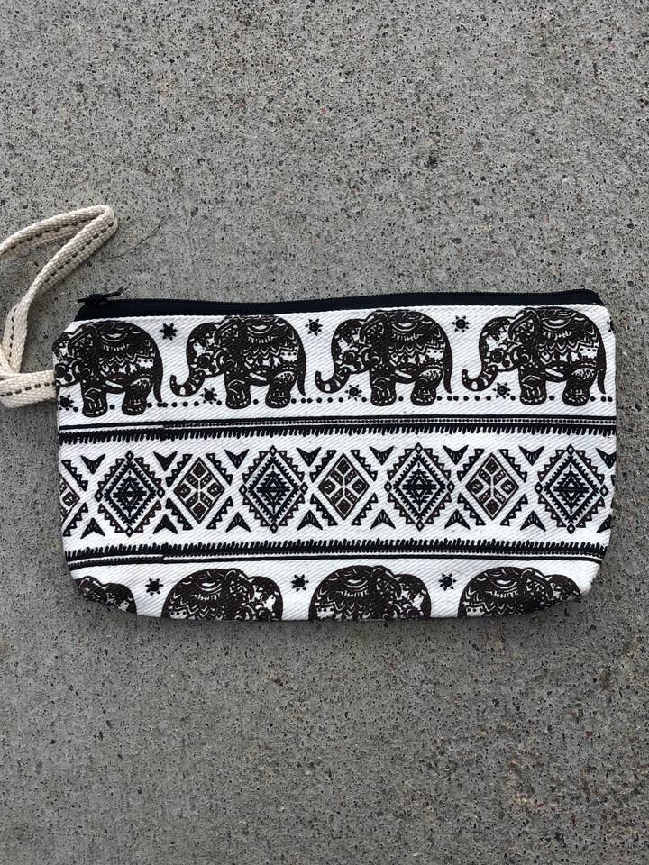 Pochette Stash con stampa elefante per la vendita all'ingrosso da parte di Tela Designs