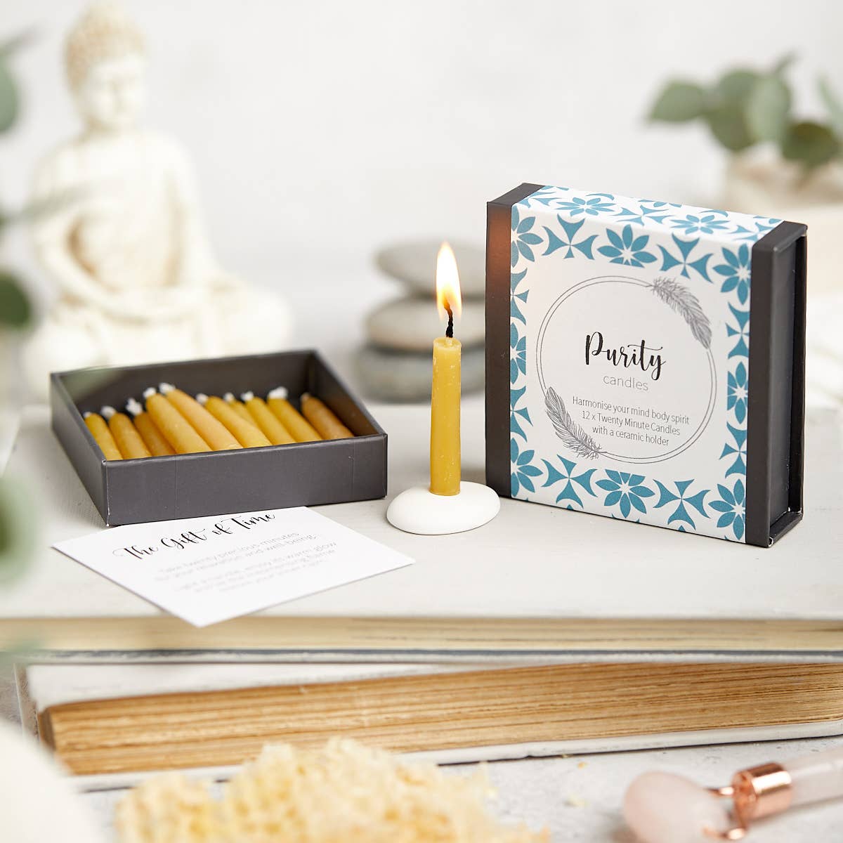 Cotton & Grey - Venta al por mayor Velas cónicas/candeleros - Paquete Mente Cuerpo Alma23