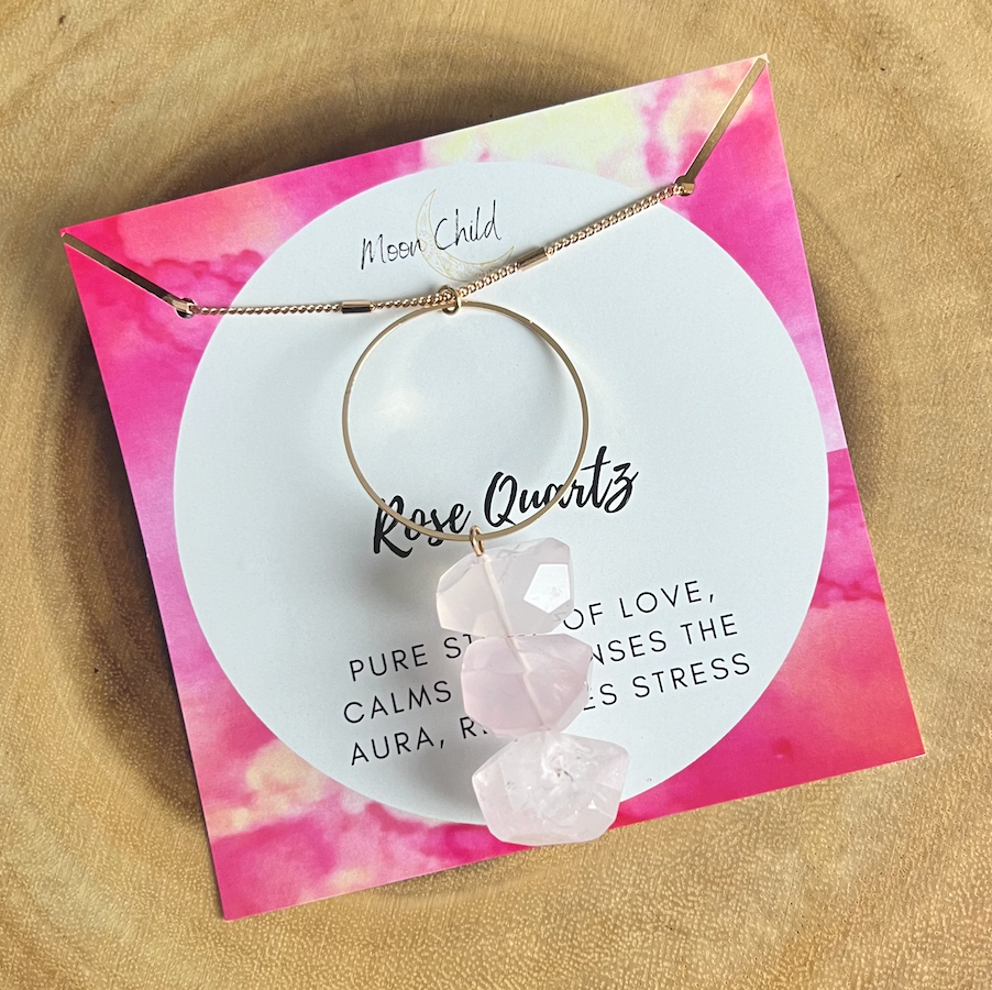 Moon Child – wholesale Hänge-/berlockhalsband – Rosenkvarts Orb halsband långt1