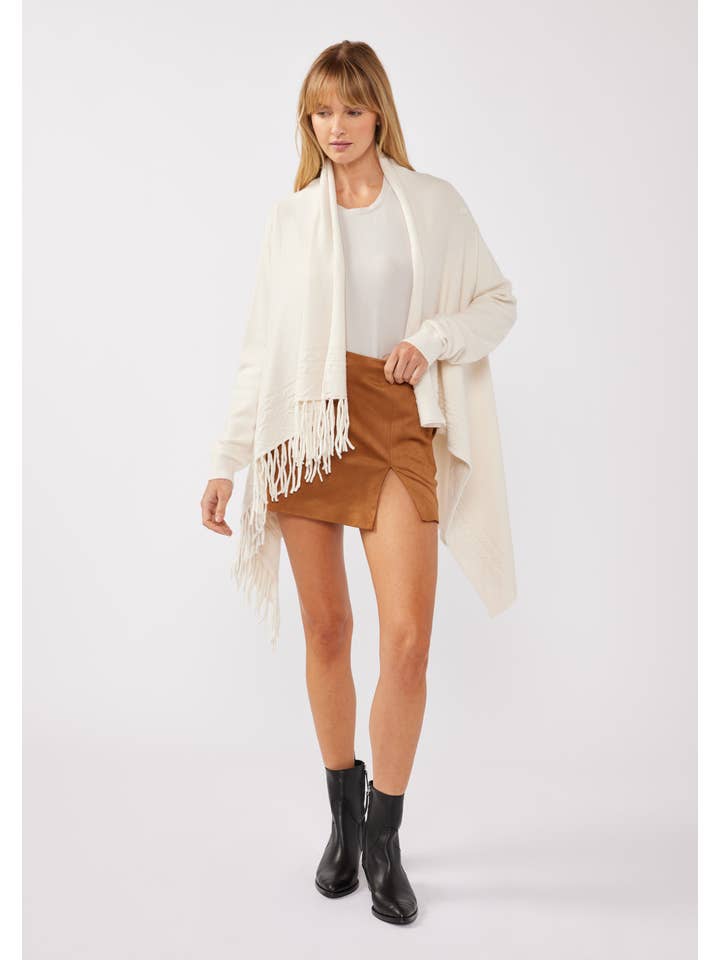 Lovestitch - Wholesale Cardigan - Women's - Cowl Neck Fringe Cable Cardigan12