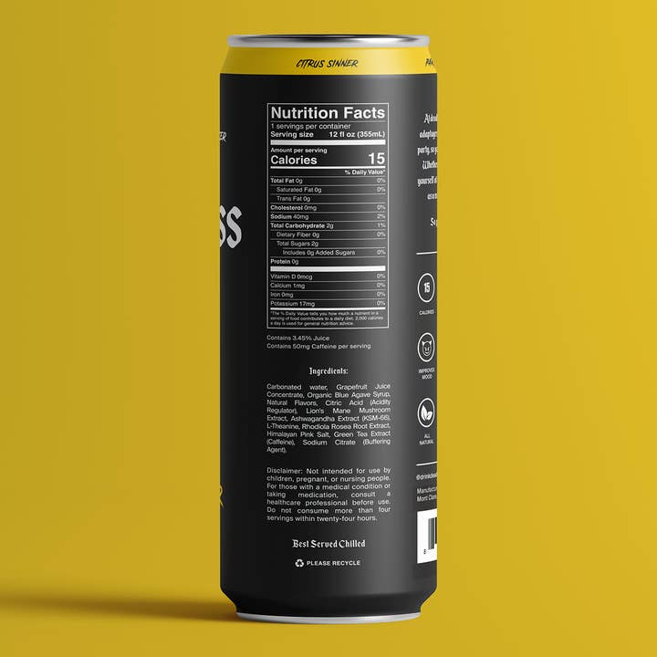 Deadless - Adaptogenic Elixir - Wholesale Non-Alcoholic Aperitif/Mocktail - Citrus Sinner Sparkling Adaptogen + Nootropic Elixir 12-pack6