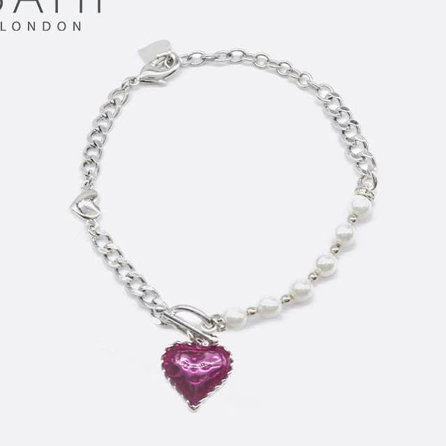 Bracelet chaîne et maillons en perles émaillées Sahi Heart pour la vente par SAHI LONDON LTD