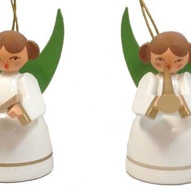 Ensemble de décorations de Noël en bois allemand Music Choir Angel Couple pour la vente par Pinnacle Peak Trading