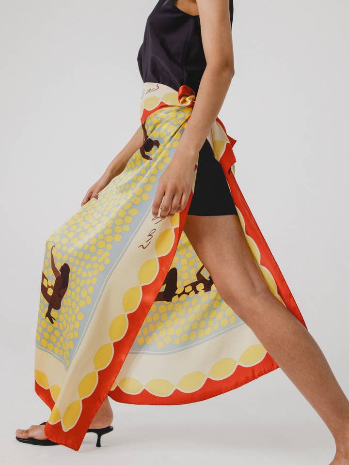 Maxi foulard en soie 'Baigneurs' pour la vente par Alas