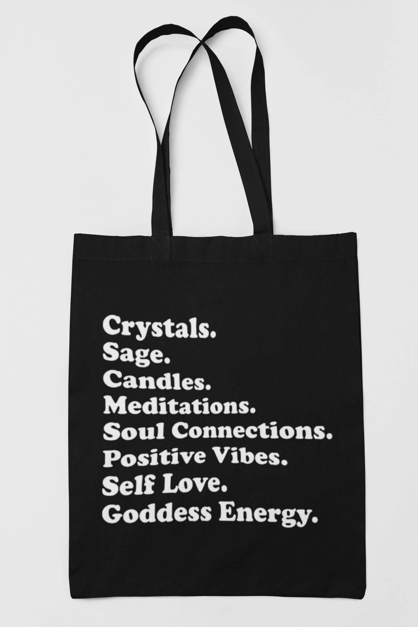 Wickedly Divine Shop – wholesale Tote bag – Women's – Goddess Energy Crystals Sage, Book Bag, Boho, Goth Style1