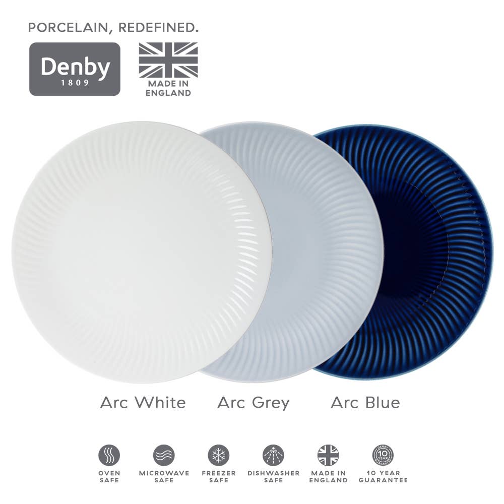 Denby - Vente Assiette - Arc Grey Lot de 4 Assiettes Moyennes - Arrêté6
