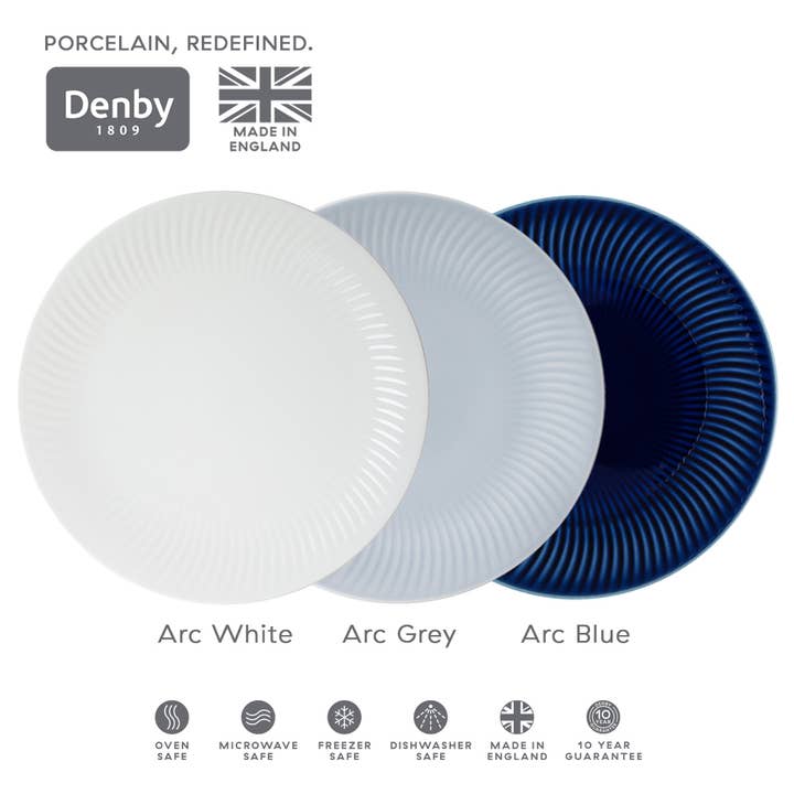 Denby - Vente Assiette - Arc Grey Lot de 4 Assiettes Moyennes - Arrêté6