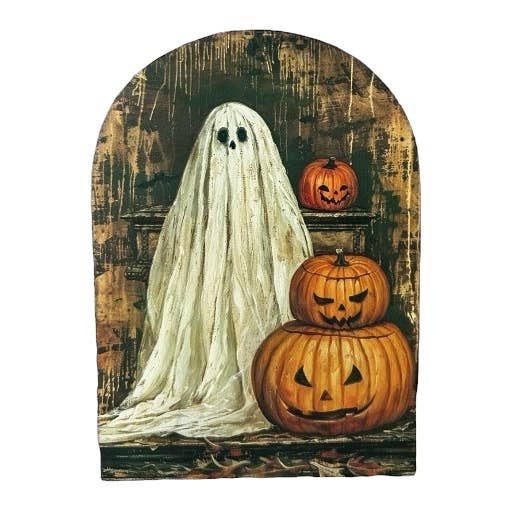 Inkwood Crafters - Wholesale Decorative Tabletop Object - Spooky Ghost Wood Arch-Halloween 2025 Fall Decor Sitter1