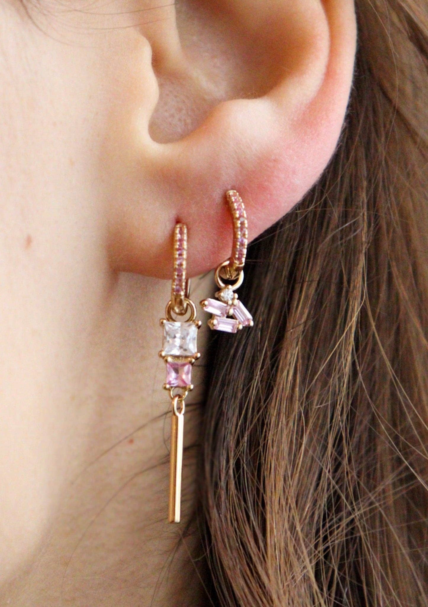Waekura - Wholesale Huggie Earrings - Mini Brilliant Creole - Pink1