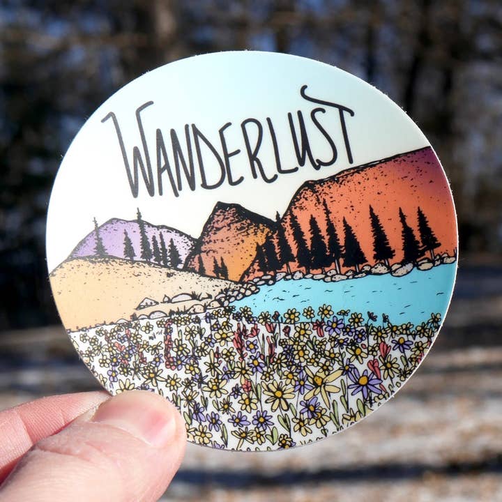 Sticker Bergen & Wanderlust voor wholesale door Roam Wild Designs