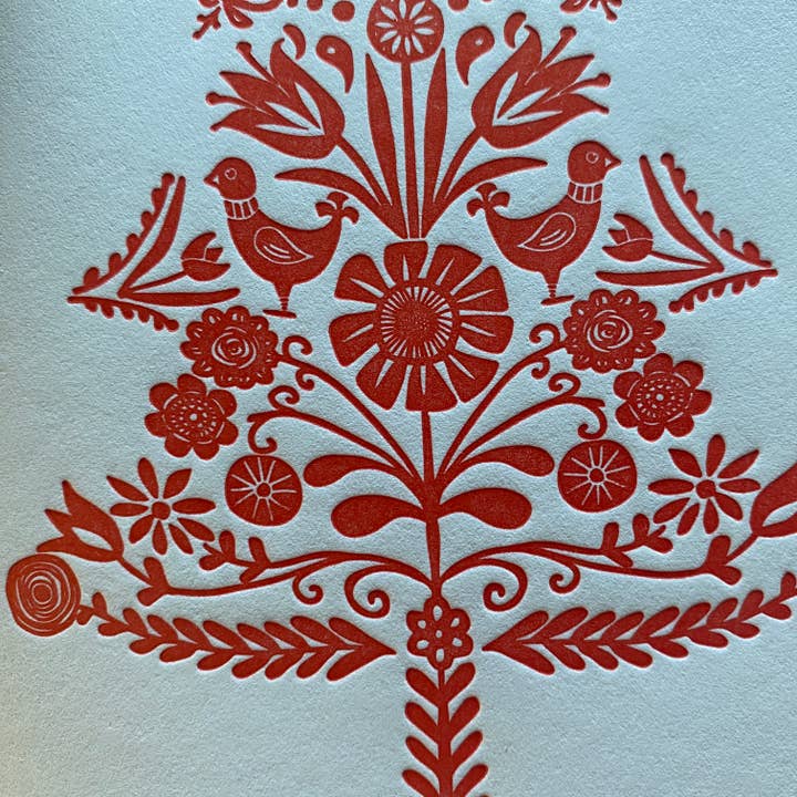 Ratbee Press – wholesale Christmas card – Red Tree Letterpress Christmas Card3