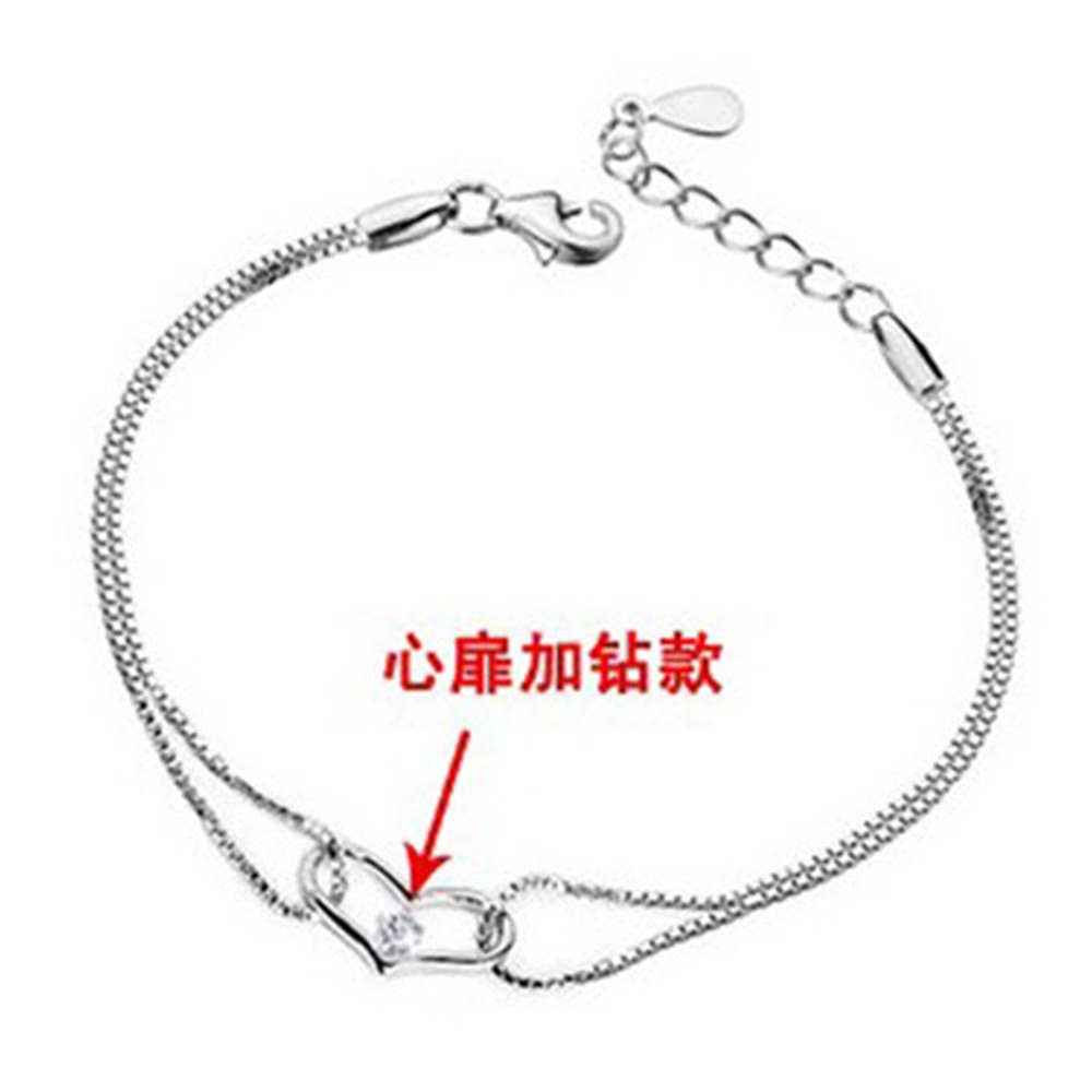 Gemscape UK - Vente Bracelets maillon et chaîne - Bracelet en argent en forme de cœur - Crochet ajustable, accessoire7