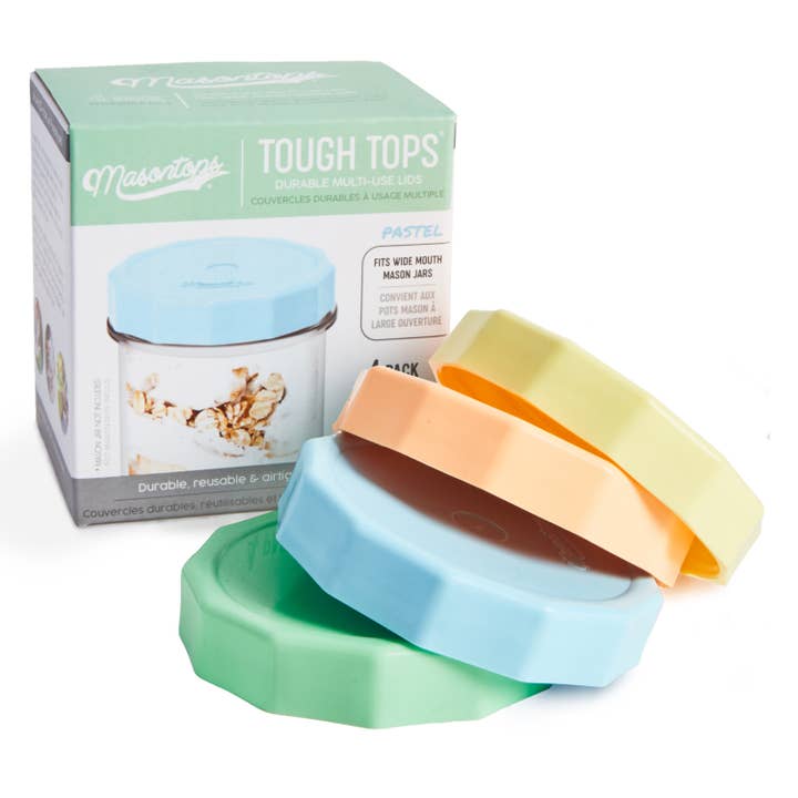 Masontops – wholesale Food storage container – Pastel Tough Top Plastic Mason Jar Lids