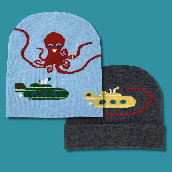 The Octopus and the Submarines Knit Beanie Hat for wholesale by Pixelknit