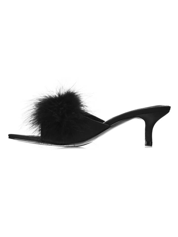Infinity Classics International Inc. - Wholesale High Heels - Women's - Women's Mona Marabou Hard Sole Slender Heel Slipper