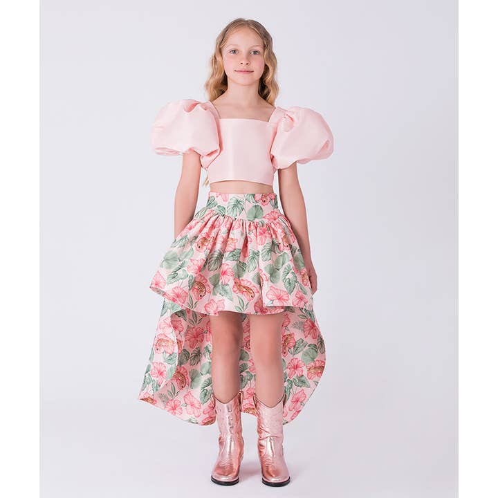 Conjunto de Falda Alta-Baja con Mangas Abullonadas | 2 Piezas para venta al por mayor de Mama Luma