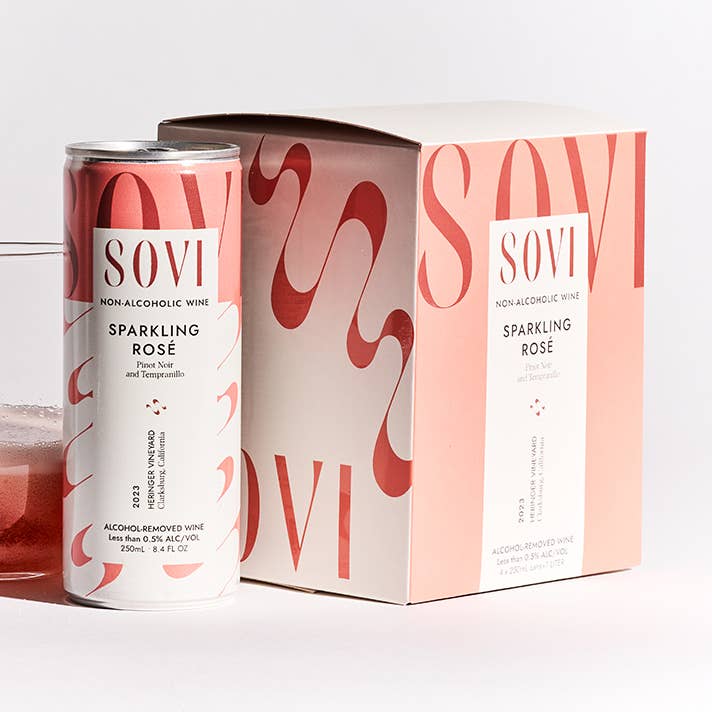 Rosé mousseux - Vin sans alcool - Paquet de 4 canettes pour la vente par Sovi Wine Co.