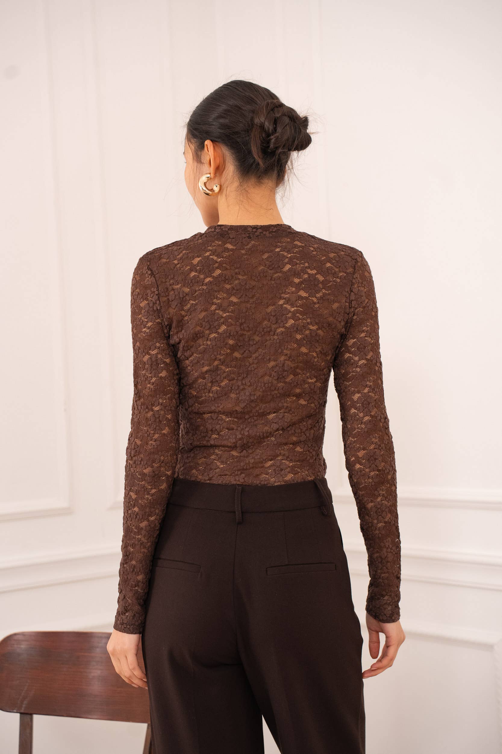 CHOKLATE PARIS - Wholesale Knit Top - Women's - Semi-transparent lace T-shirt - CK0819914