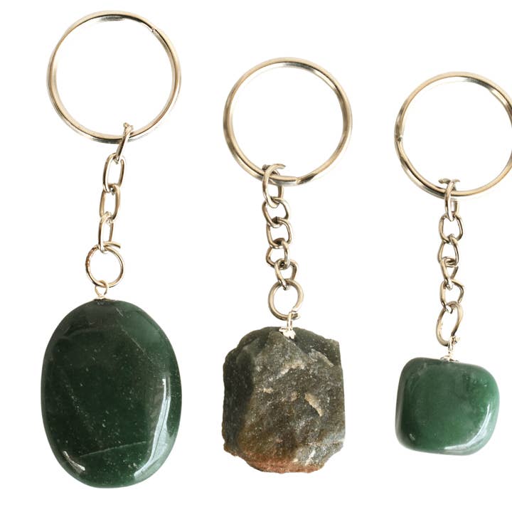Soothing Crystals - Wholesale Keychain - Unisex - Green Jade Key Chain, Gemstone Keychain, Keychain Charm