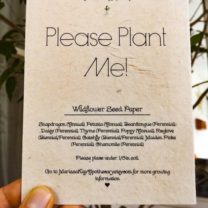 Marissa Kay Apothecary - Wholesale Everyday Greeting Card - Seed Paper Cards || Blank Or Personalized Insert