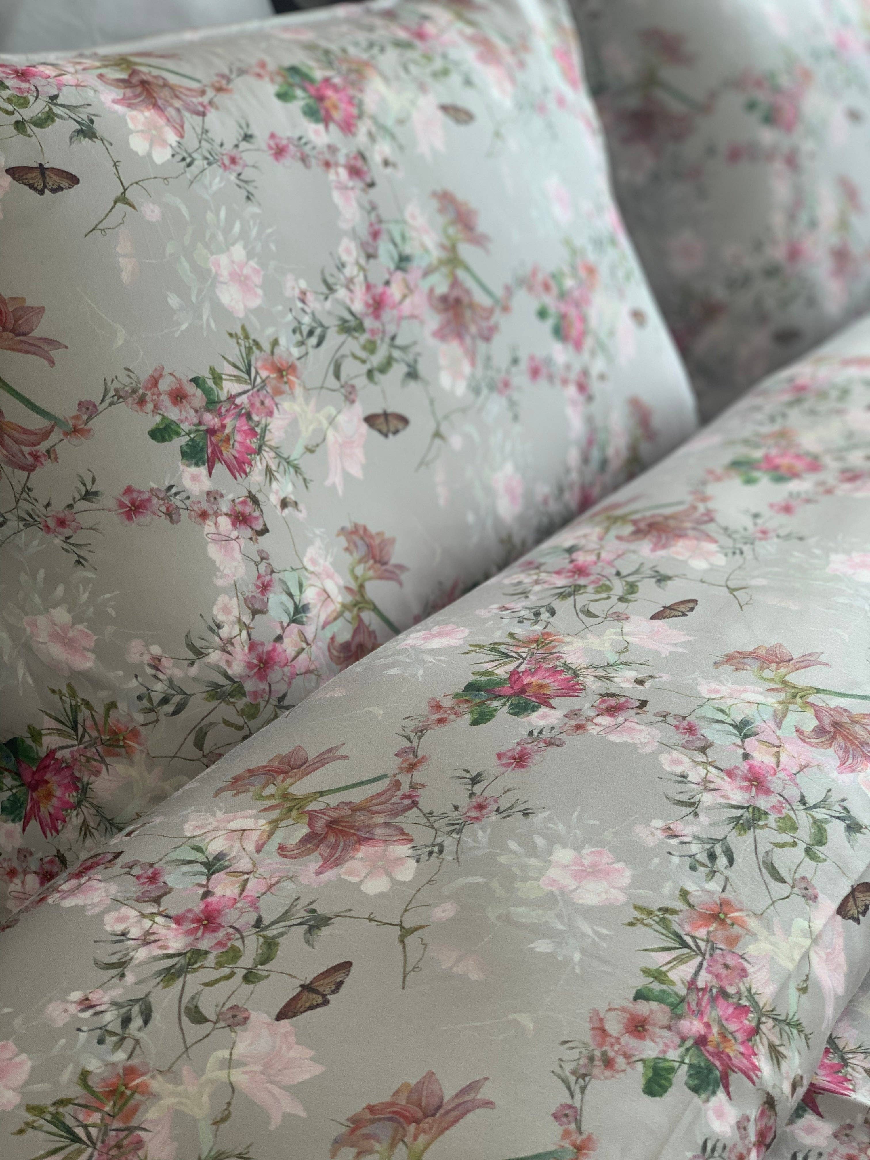 von der Thannen Luxury Bedding - Vente Parure de lit - Parure de lit Monet Argent en satin Lyocell 100 % coton 250 fils1